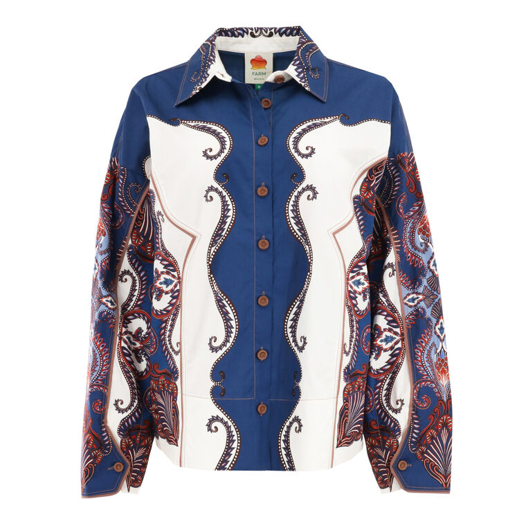 Arabesque Scarf Collared Organic Cotton Shirt image number null