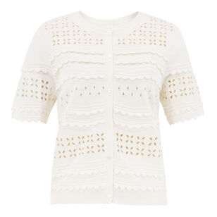 Abriana Short Sleeve Eyelet Knit Cardigan