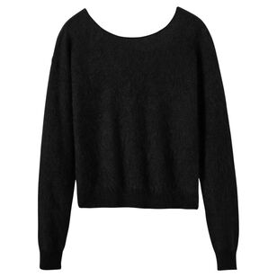 Jaime Fuzzy Cashmere Reversable Pullover Sweater