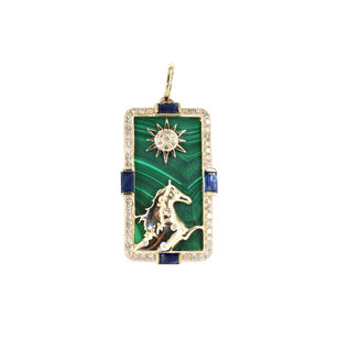 Tarot Horse Malachite Diamond Pendant