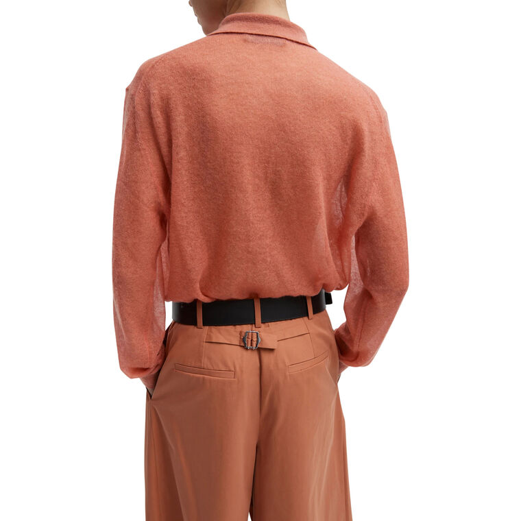 Sheer Sweater Polo Button Cardigan image number null