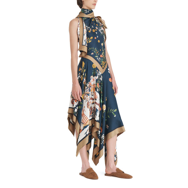 Scarf Sleeveless Midi Dress In Football Print image number null