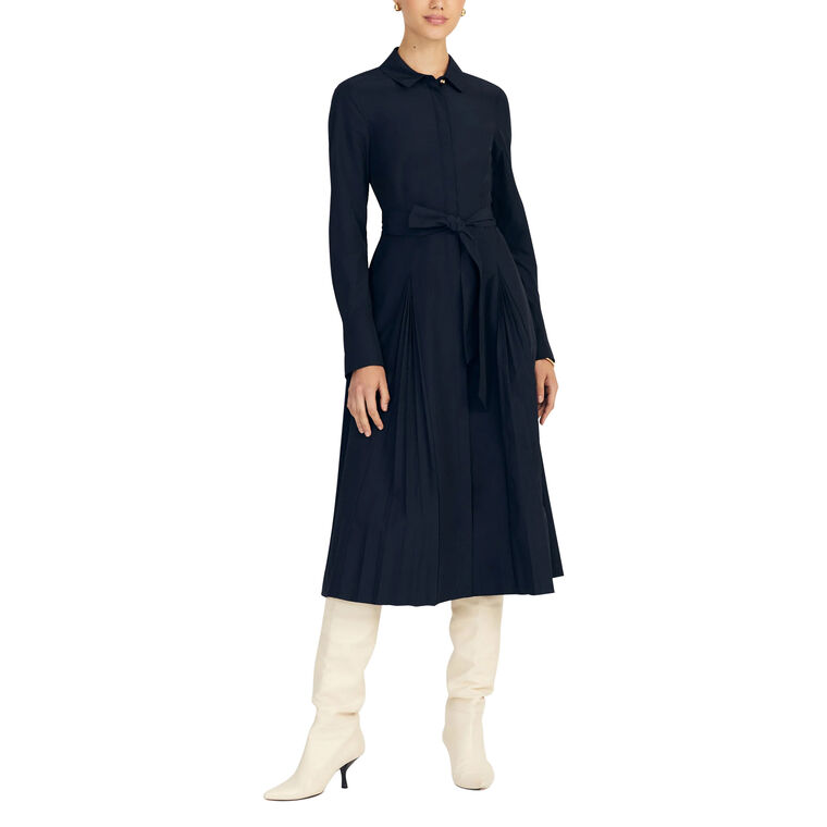 Annette Long Sleeve Pleated Midi Shirt Dress image number null