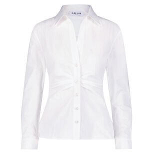 Savile Ruched Button Front Poplin Shirt