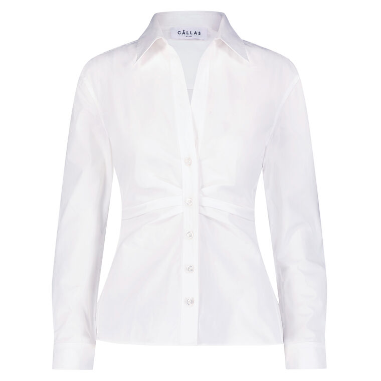 Savile Ruched Button Front Poplin Shirt image number null