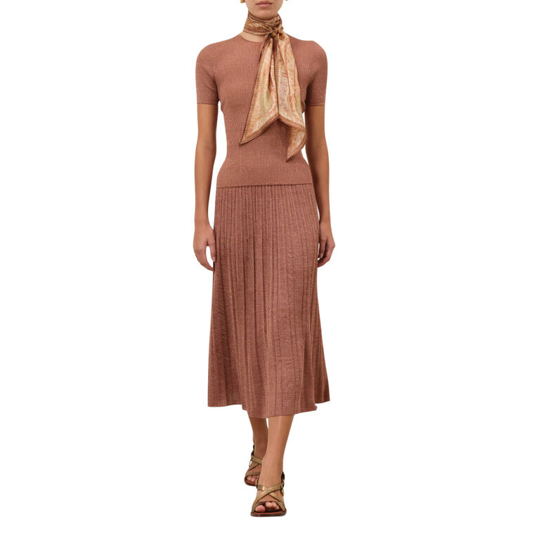 Wanderlust Metallic Knit Midi Skirt image number null