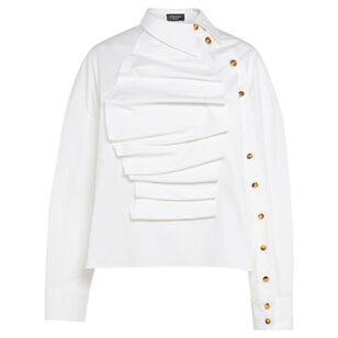 Long Sleeve Voluminous Bib Front Shirt