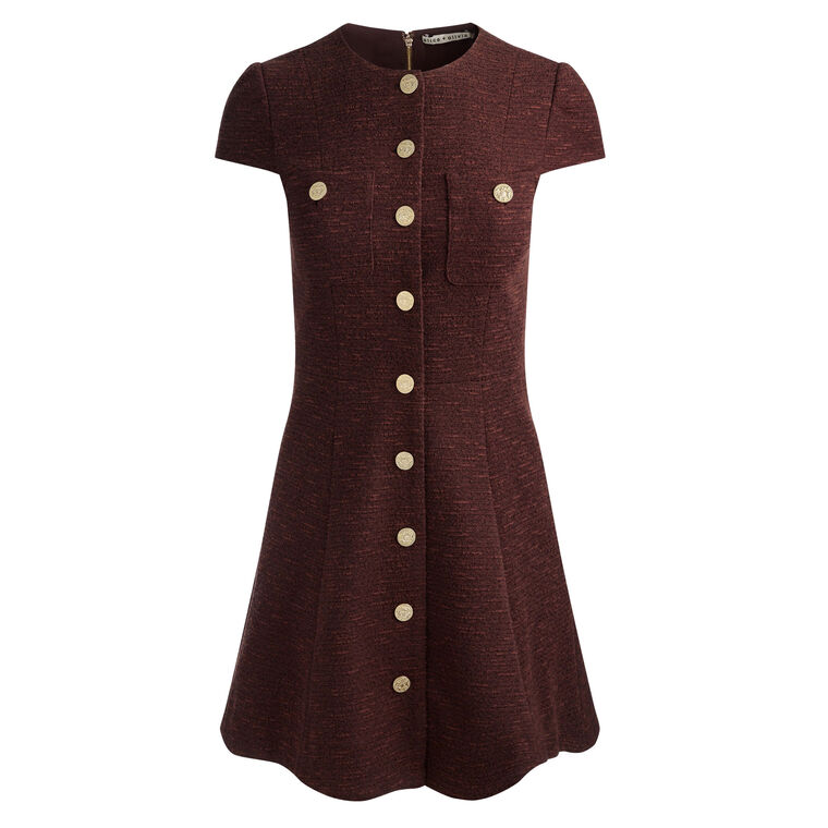 Shiloh Cap Sleeve Button-Front Knit Boucle Mini Dress image number null