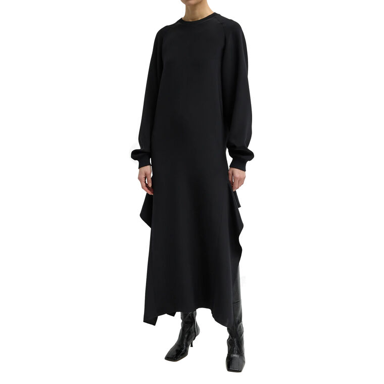 Silk Long Sleeve Dress with Ruffle Detail image number null