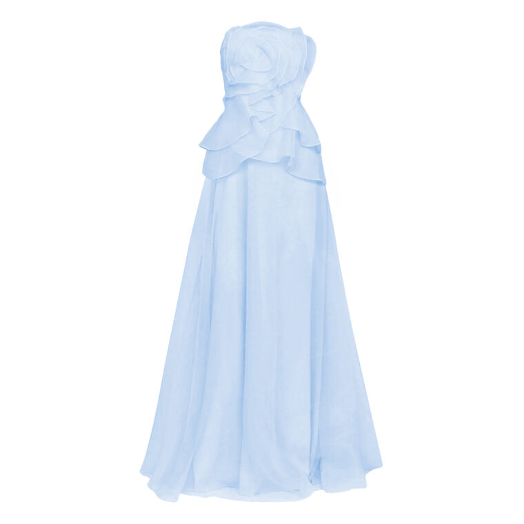 Gilda Strapless Draped Rose Organza Gown image number null