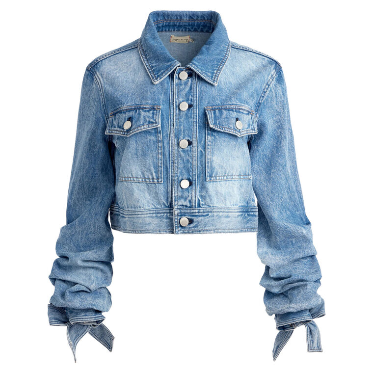 Tiff Denim Jacket With Bow Sleeve image number null