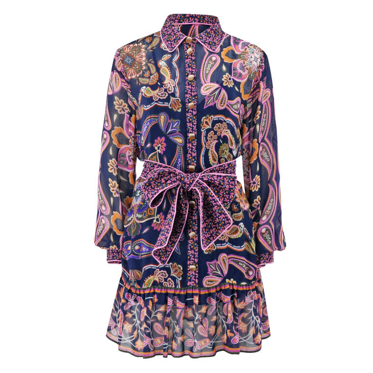Boho Scarves Long Sleeve Mini Dress image number null