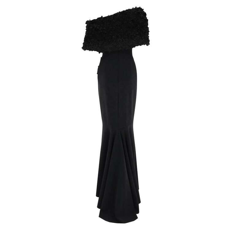 Off-Shoulder Textured Bodice Gown image number null