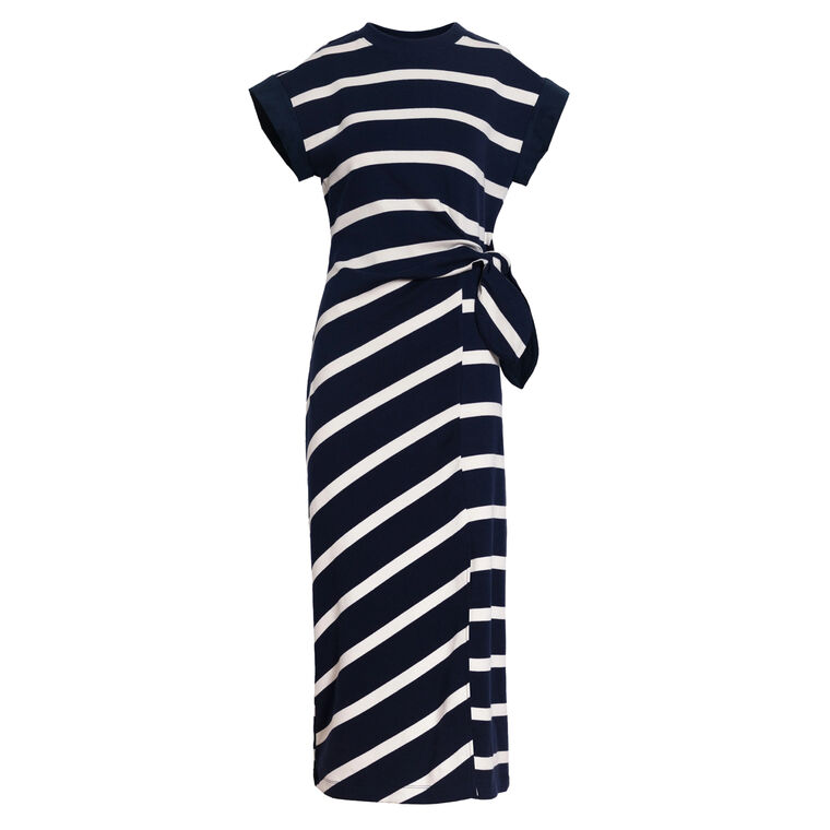 Kovi Short Sleeve Striped Tie-Waist Midi Dress image number null