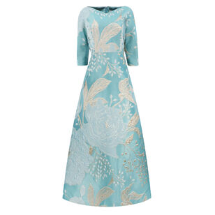 Metallic Jacquard A-Line Evening Gown