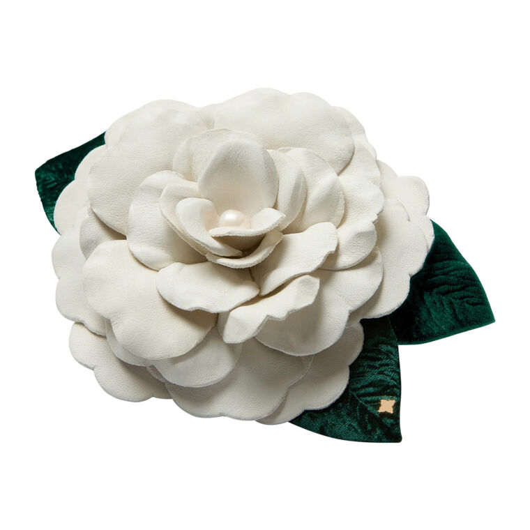 Large Leather Gardenia Brooch image number null