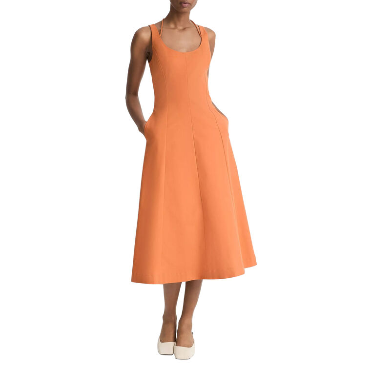 Seamed Cotton Midi Tank Dress image number null