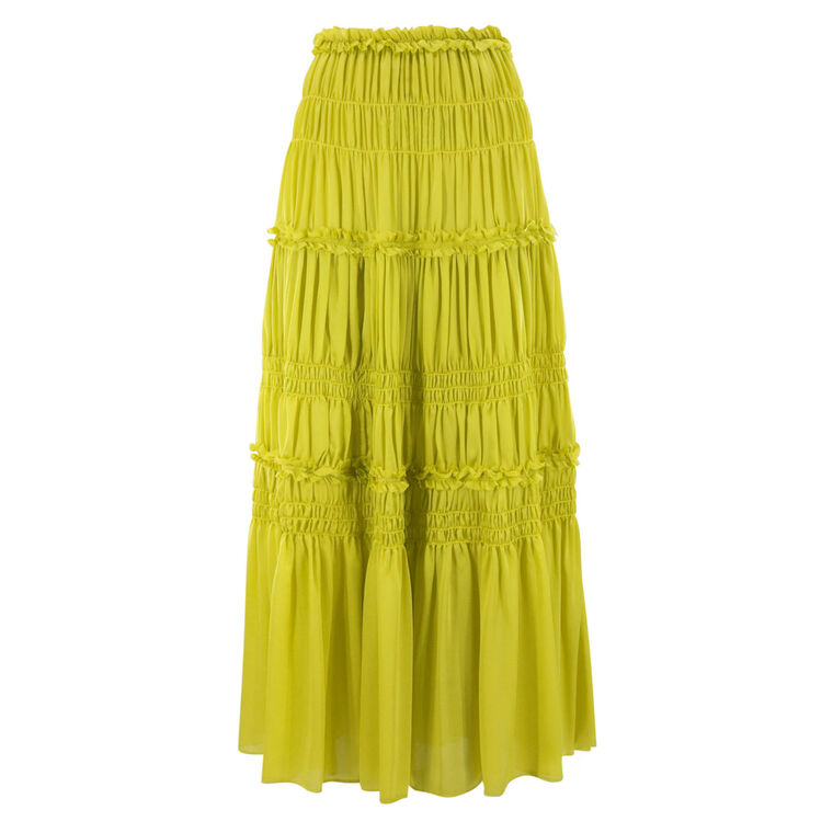 Virginie Tiered Silk Midi Skirt image number null