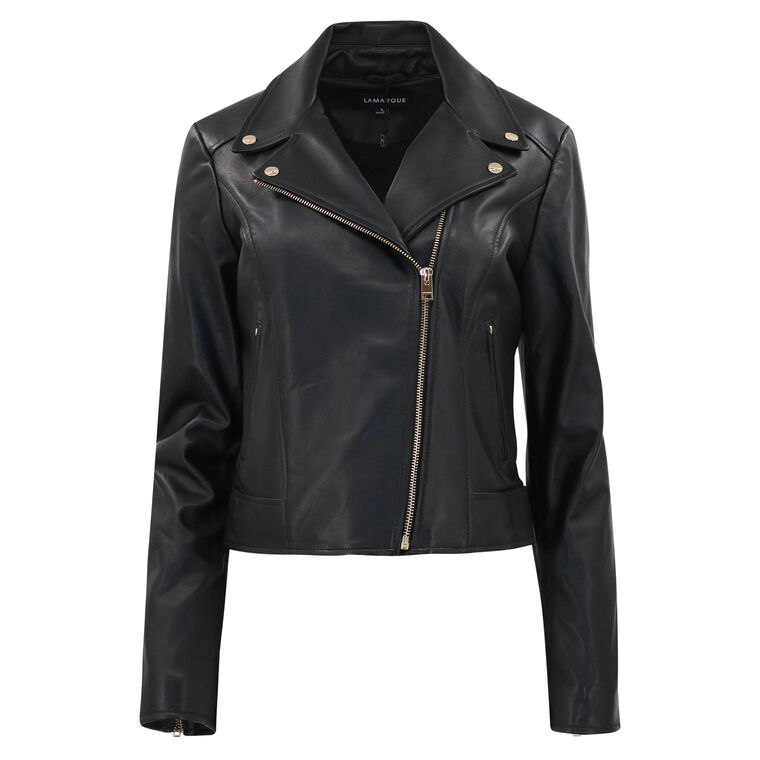 Kelsey Gold Leather Biker Jacket image number null