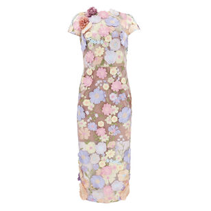 Jasmine Floral Applique Cap Sleeve Midi Dress