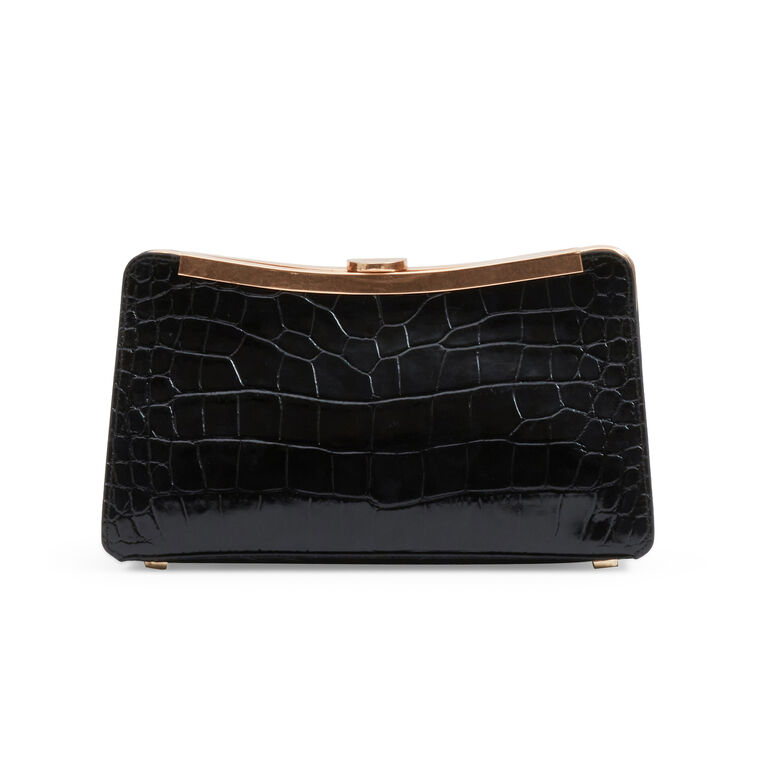 Solange Croc-Embossed Leather Clutch image number null
