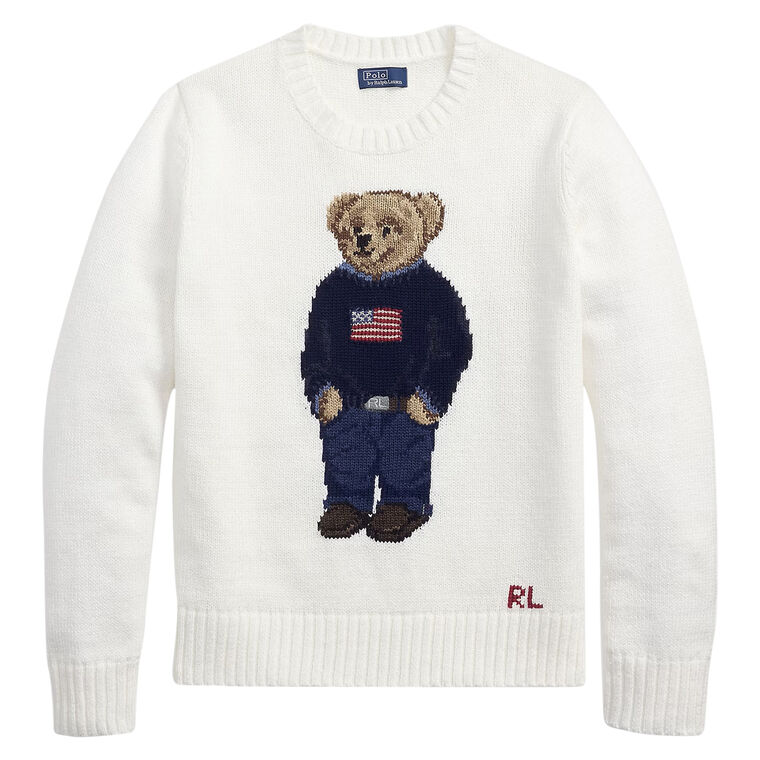 Polo Bear Linen-Cotton Crewneck Sweater image number null