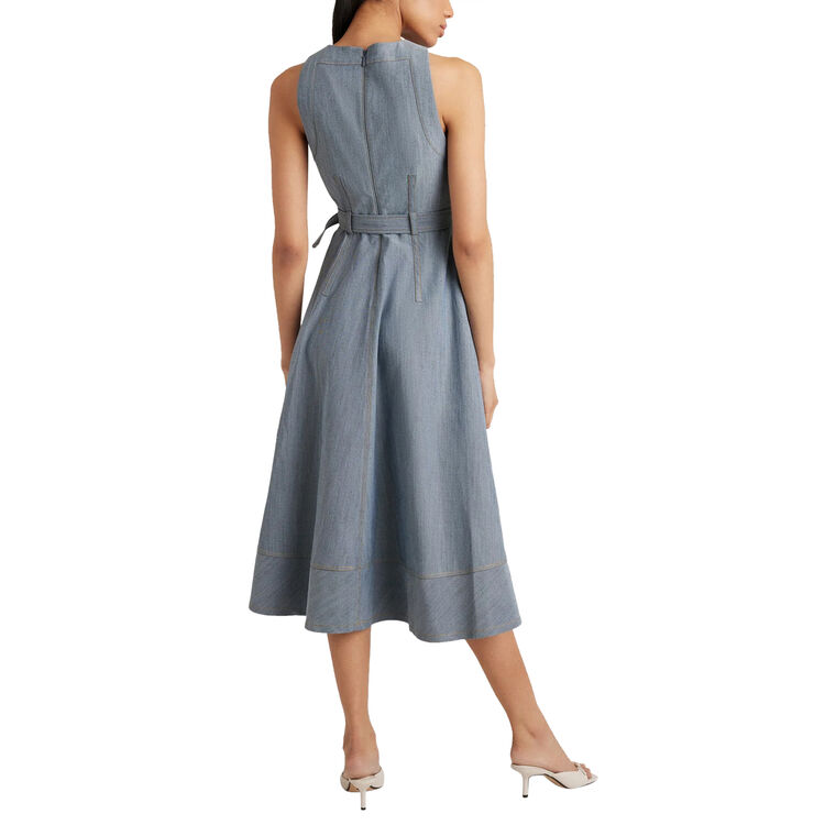 Zelda Sleeveless Belted Denim Midi Dress image number null