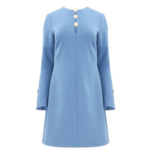 Button Detail Long Sleeve Mini Dress