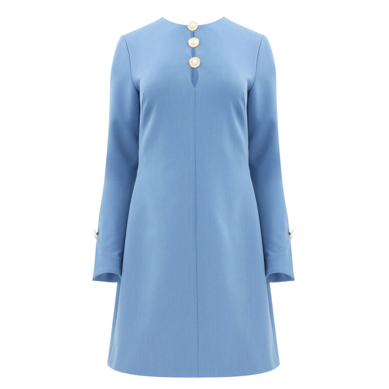 Button Detail Long Sleeve Mini Dress image number null