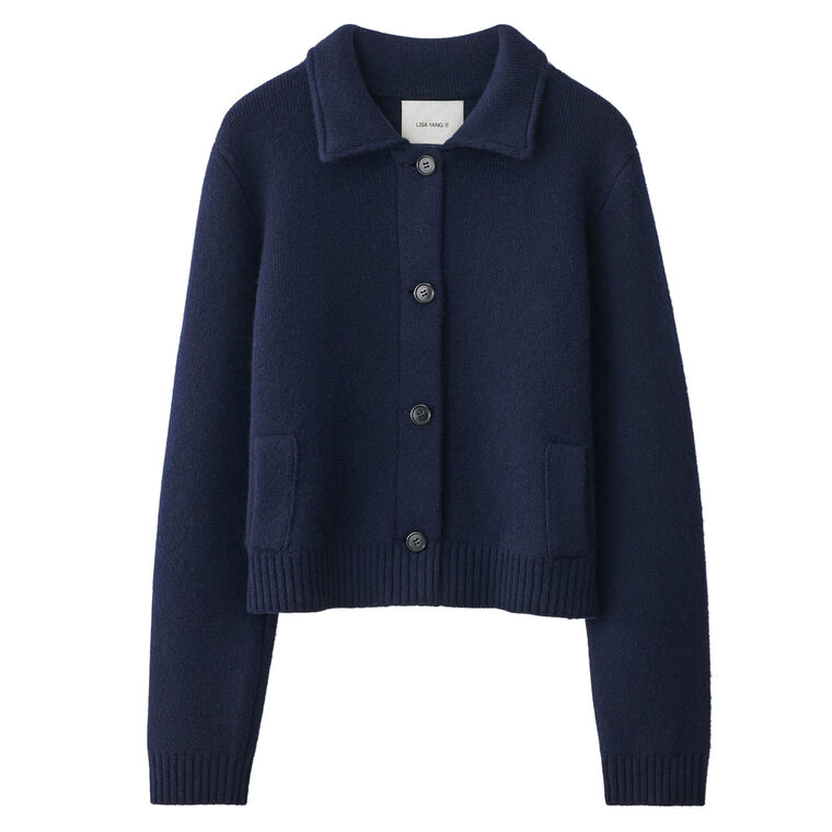 Lynna Collared Long Sleeve Cashmere Cardigan image number null