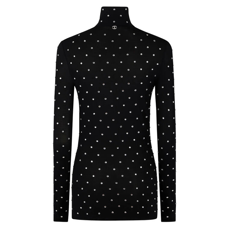 Long Sleeve Crystal-Embellished High Neck Top image number null