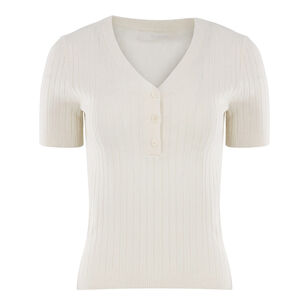 Kennedy V-Neck Cashmere Henley Short Sleeve Top
