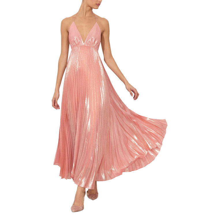 Adalyn Pleated Halter Maxi Dress image number null