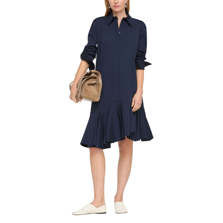 Long Sleeve Asymmetric Mini Shirtdress image number null