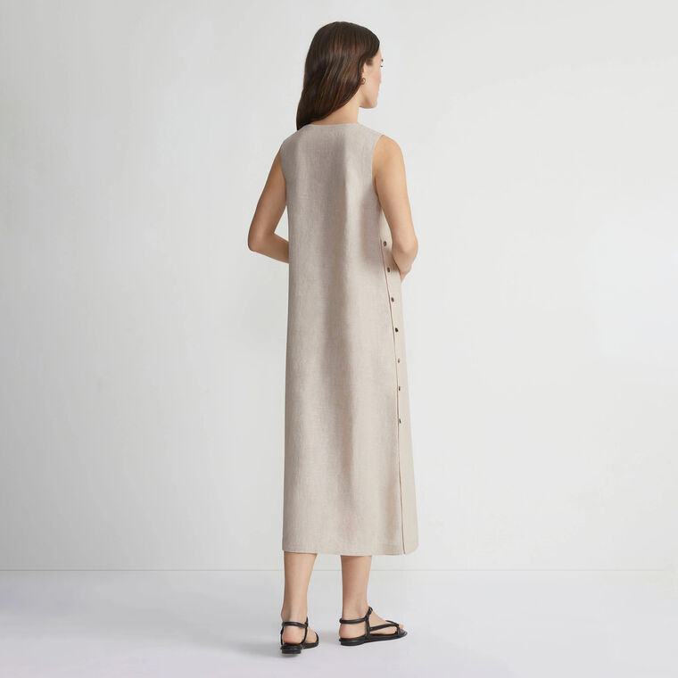 Organic Linen Button Side Dress image number null