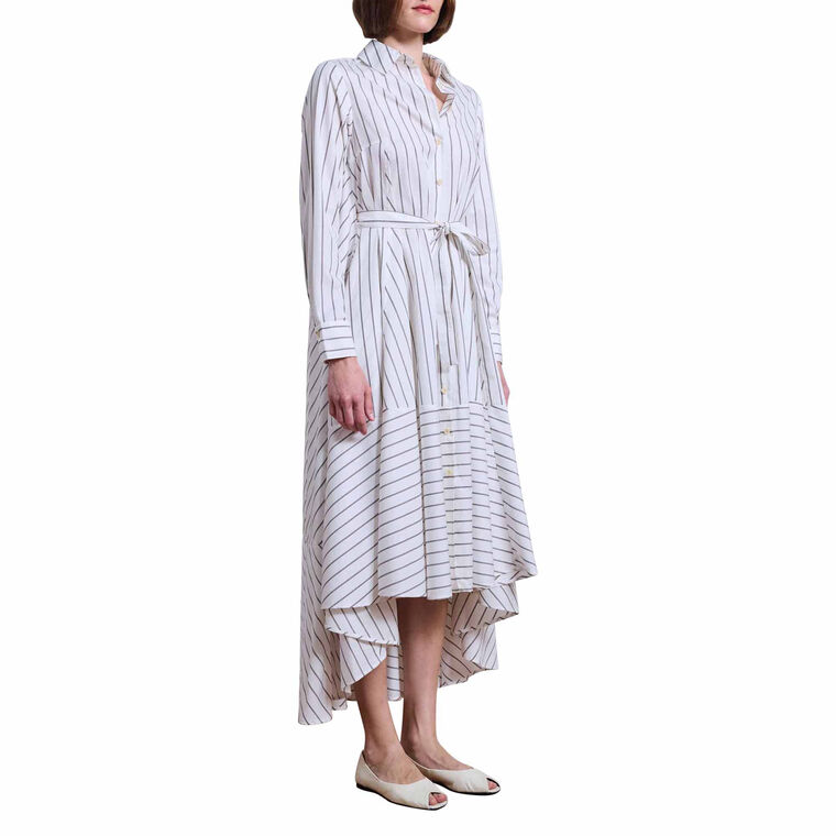 Prosperity Long Sleeve Cotton Double Stripe Midi Dress image number null