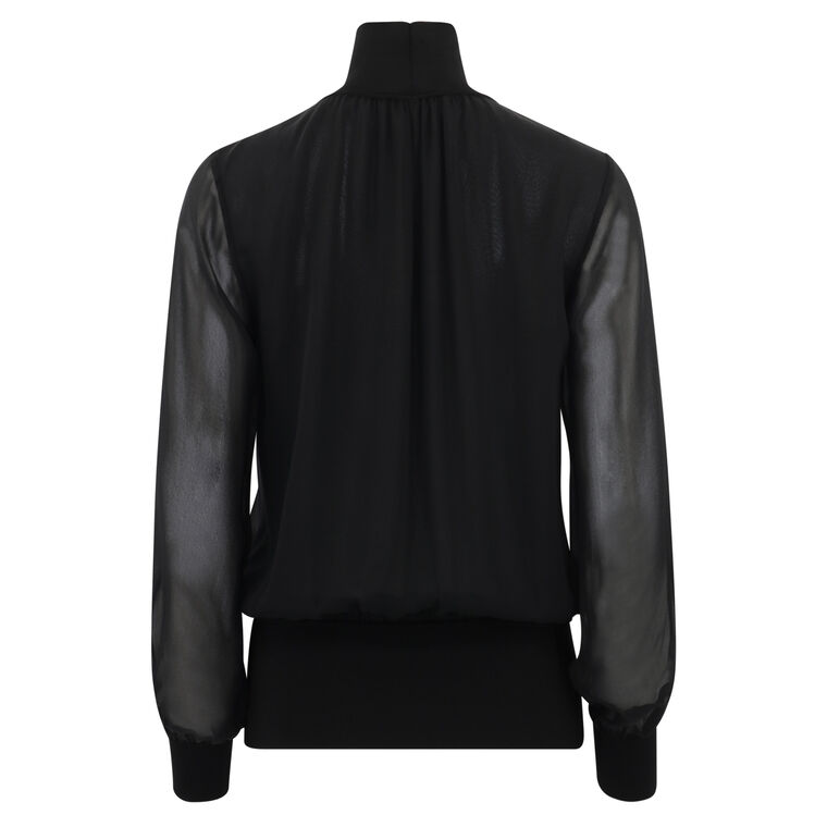 Silk Georgette Turtleneck Blouse image number null