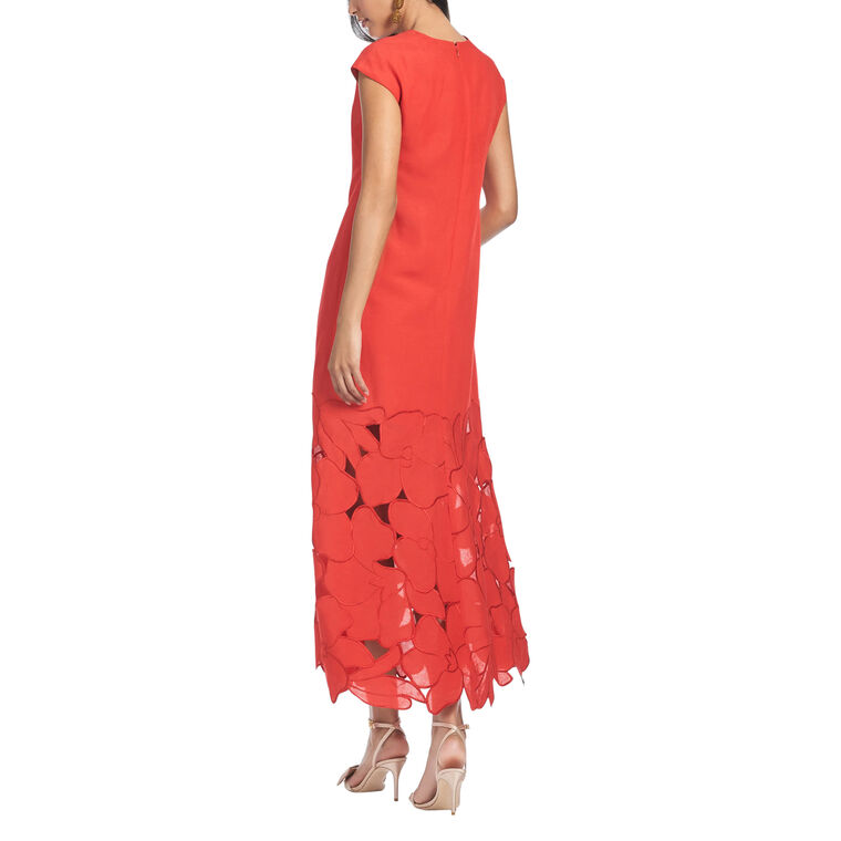 Sabette Cap Sleeve Laser Cut Hem Midi Dress image number null