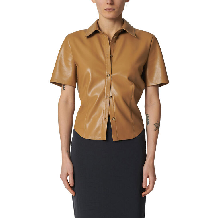 Clare Alt-Leather Short Sleeve Top image number null