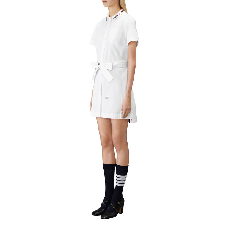Short Sleeve Bow Detail Poplin Mini Shirtdress image number null