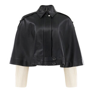 Beatrix Coated Twill Cape With Knitted Sleeves