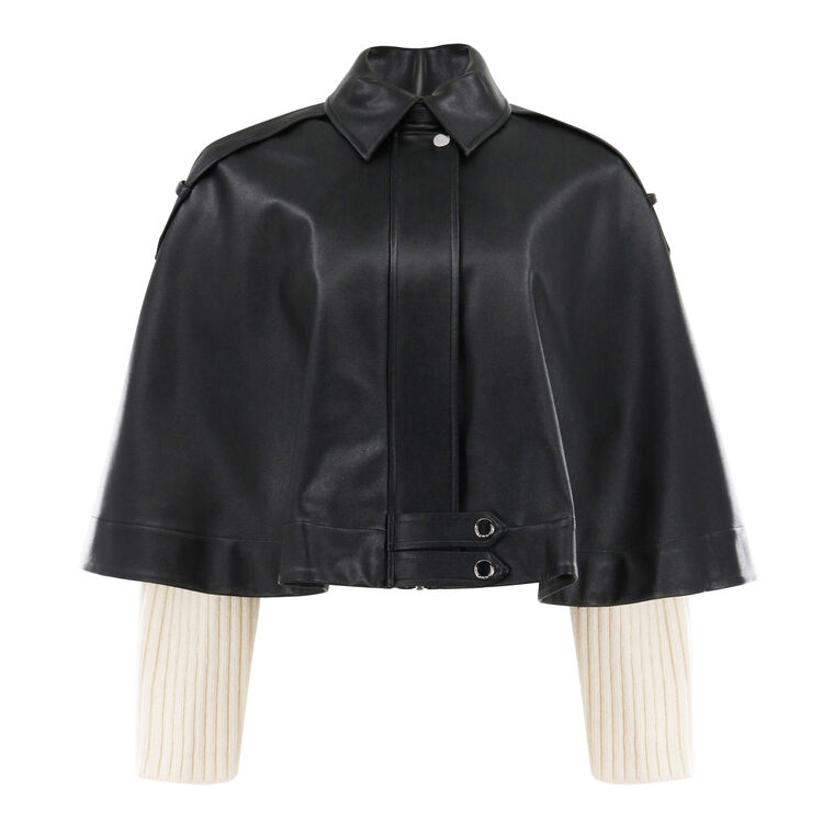 Beatrix Coated Twill Cape With Knitted Sleeves image number null