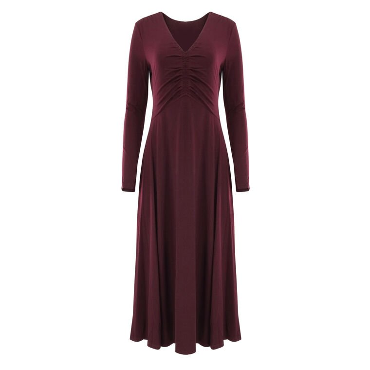 Isabella Ruched Front Long Sleeve Maxi Dress image number null