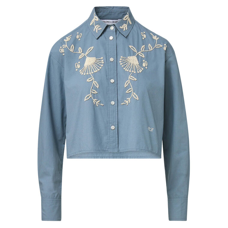 Aderes Long Sleeve Beaded Button-Down Shirt image number null
