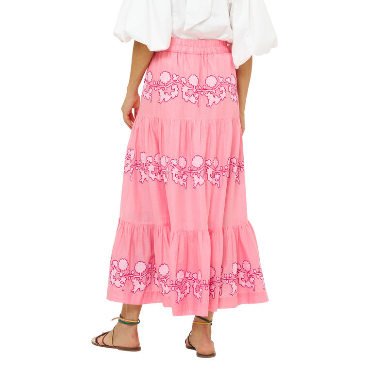 Button Front Tiered Maxi Skirt image number null
