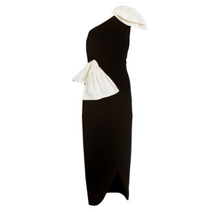 Kiki One Shoulder Double Bow Midi Dress