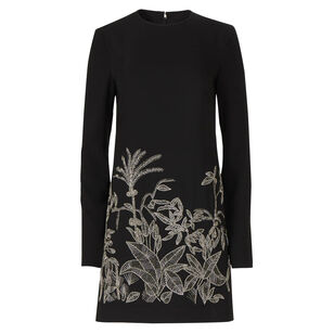 Zani Long Sleeve Crepe Shift Mini Dress