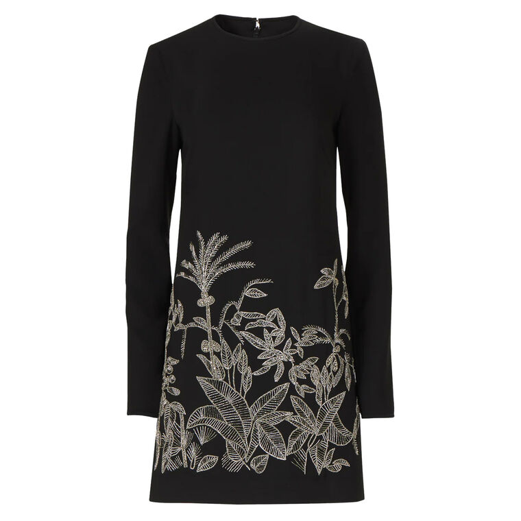 Zani Long Sleeve Crepe Shift Mini Dress image number null