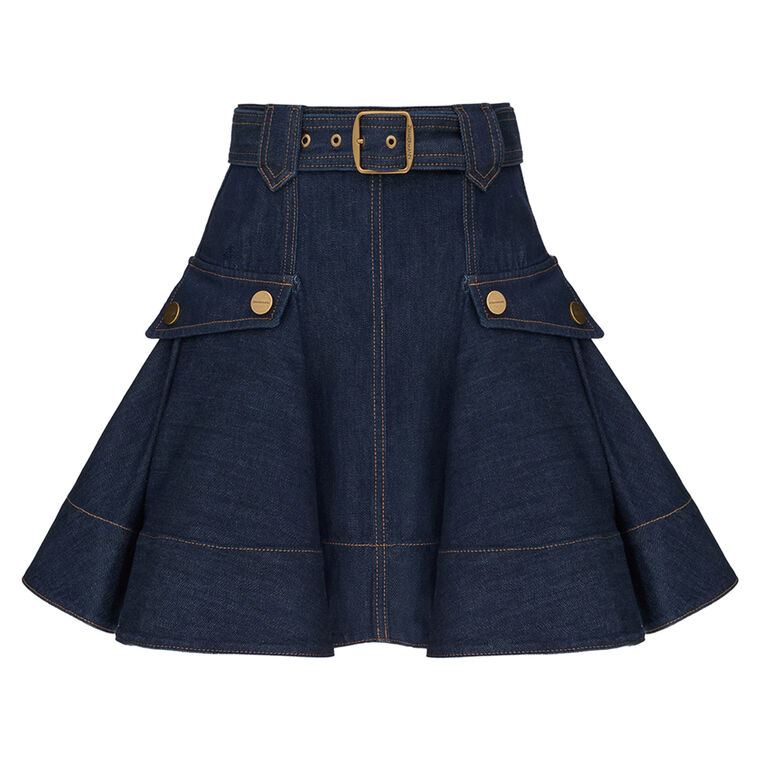 Belted Denim Cargo Mini Skirt image number null