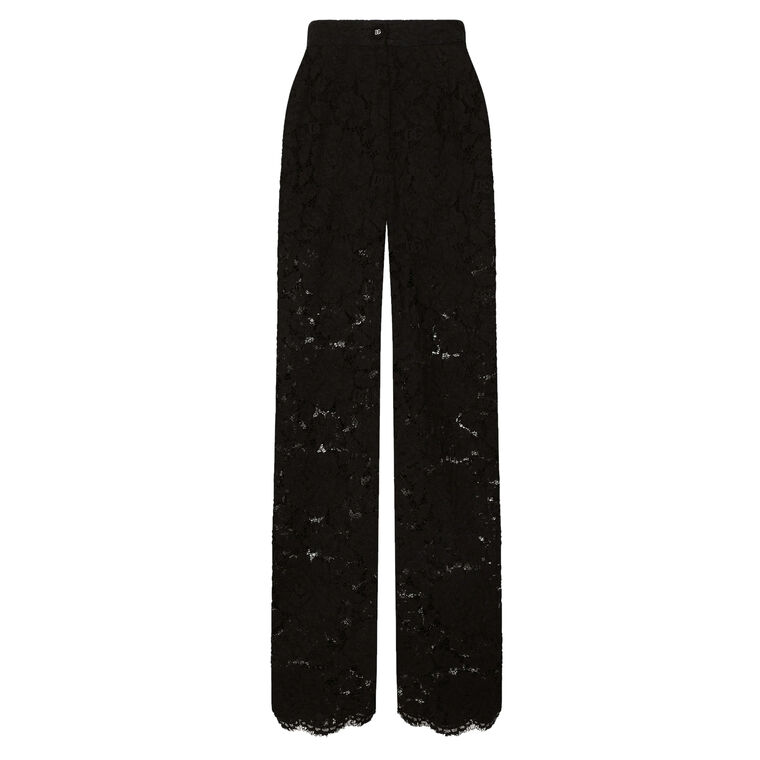 Flared Floral Cordonetto Lace Pant With DG Logo image number null